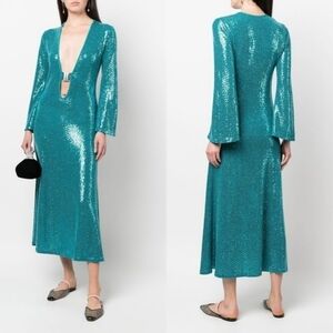 New DODO BAR OR Jullie Cutout Sequined Metallic Stretch-Jersey Cover-Up/Dress